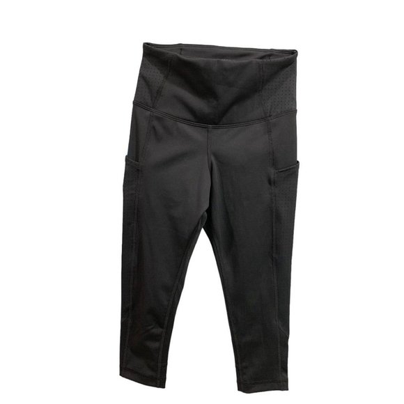 XS Brooks Women's New Black 1/2 Crop Tight High Waist Compression Leggings - Picture 2 of 13